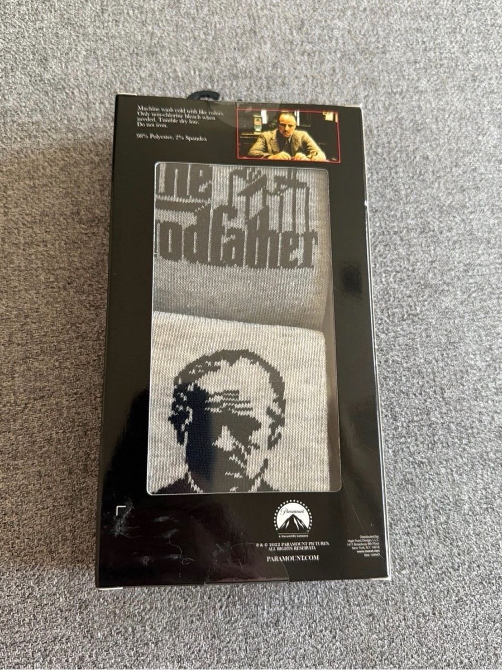 2 Pairs of The Godfather Knit Socks - Gray & Black Size 6.5 - 12